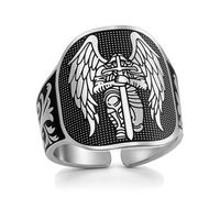 VASSAGO Anillo De San Miguel Anillos Ajustables De San Miguel El Gran Arcángel Protector Que Derrota A Satanás Amuleto Y Joyería Religiosa Para Hombres Y Mujeres