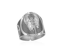 VASSAGO Anillo De San Miguel Anillos Ajustables De San Miguel El Gran Arcángel Protector Que Derrota A Satanás Amuleto Y Joyería Religiosa Para Hombres Y Mujeres