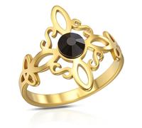 VASSAGO Anillo del nudo de las brujas Anillo de nudo celta de acero inoxidable Regalo de joyería pagana de amuleto de protección de brujería para mujeres (Oro, 62.1 (19.8))
