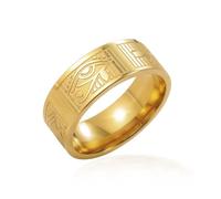 VASSAGO Anillo egipcio antiguo de acero inoxidable con cruz Ankh y ojo de Horus. Anillos con símbolos egipcios. Amuleto protector. Joyería para hombres y mujeres.
