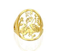 VASSAGO Anillo Flor de Mariposa para Mujer Anillos de Dedo de Acero Inoxidable Regalo de Joyería de Animal Dainty para Adolescentes