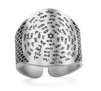 VASSAGO Anillo Hebreo Con Los 72 Nombres Dios Estrella David C Bala | Anillo De Escritura De Cábala Ajustable, Amuleto Judío De Bendición De La Cábala, Regalo De Joyería Religiosa Hombres Mujeres