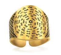 VASSAGO Anillo Hebreo Con Los 72 Nombres Dios Estrella David C Bala | Anillo De Escritura De Cábala Ajustable, Amuleto Judío De Bendición De La Cábala, Regalo De Joyería Religiosa Hombres Mujeres