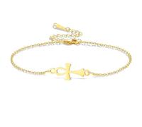 VASSAGO Ankh - Pulsera de acero inoxidable ajustable con símbolo de la llave de la vida egipcia, pulsera para parejas, hecha a mano, trenzada, protección egipcia antigua, amuleto, joyería religiosa