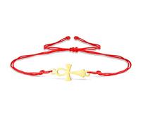 VASSAGO Ankh - Pulsera de acero inoxidable ajustable con símbolo de la llave de la vida egipcia, pulsera para parejas, hecha a mano, trenzada, protección egipcia antigua, amuleto, joyería religiosa