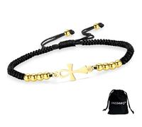 VASSAGO Ankh - Pulsera de acero inoxidable ajustable con símbolo de la llave de la vida egipcia, pulsera para parejas, hecha a mano, trenzada, protección egipcia antigua, amuleto, joyería religiosa