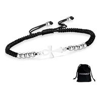 VASSAGO Ankh - Pulsera de acero inoxidable ajustable con símbolo de la llave de la vida egipcia, pulsera para parejas, hecha a mano, trenzada, protección egipcia antigua, amuleto, joyería religiosa