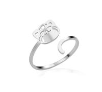 VASSAGO Bonito anillo de gato para mujeres y hombres, ajustable, delicado, apilable, anillos de gatito, joyería de acero inoxidable para amantes de los gatos, Acero inoxidable, Sin piedras preciosas