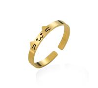VASSAGO Bonito anillo de gato para mujeres y hombres, ajustable, delicado, apilable, anillos de gatito, joyería de acero inoxidable para amantes de los gatos, Acero inoxidable, Sin piedras preciosas