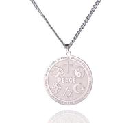 VASSAGO Coexist in Peace - Collar con colgante de cruz Yin Yang, estrella de David, collar con colgante de estrella de David, para hombres y mujeres, Ajustable, Acero inoxidable, Sin piedra preciosa