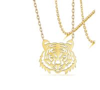 VASSAGO Collar Colgante Animal del Tigre para las Mujeres Collares de Cara de Tigre de Leones de África de Acero Inoxidable lindo Regalo de la Joyería del Encanto Ahuecado Delicado