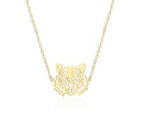 VASSAGO Collar Colgante Animal del Tigre para las Mujeres Collares de Cara de Tigre de Leones de África de Acero Inoxidable lindo Regalo de la Joyería del Encanto Ahuecado Delicado (oro 2)