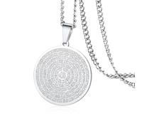 VASSAGO Collar con 99 nombres de Alá de acero inoxidable con colgante de Asma-ul-Husna, collar árabe para hombres y mujeres, joyería musulmana islámica, Acero inoxidable