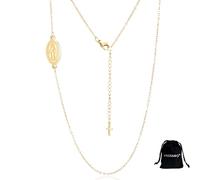 VASSAGO Collar con colgante de cruz de la Virgen María para mujer, delicado acero inoxidable, católico, religioso, regalo de joyería para cristianos católicos, Adjustable, Acero inoxidable, No es una