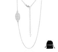 VASSAGO Collar con colgante de cruz de la Virgen María para mujer, delicado acero inoxidable, católico, religioso, regalo de joyería para cristianos católicos, Adjustable, Acero inoxidable, No es una