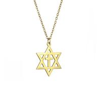 VASSAGO Collar con colgante de estrella de David Salomon de seis puntas de acero inoxidable hexagonal para hombre, adjustable, Acero inoxidable, No es una piedra preciosa