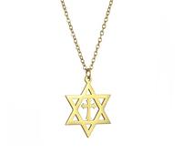 VASSAGO Collar con colgante de estrella de David Salomón de seis puntas talismán de acero inoxidable, hexagrama judío de Israel, joyería para hombres, adjustable, Acero inoxidable, No es una piedra