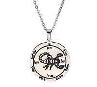 VASSAGO Collar con colgante de llave de Salomón del Quinto Pentáculo de Marte, de acero inoxidable, grabado en talismán, amuleto redondo, joyería para hombres, mujeres y adolescentes, Metal