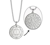 VASSAGO - Collar con colgante de llave de Salomón grabado con 72 nombres de Dios - Protección espiritual - Amuletos para hombre y mujer, Acero inoxidable, No es una piedra preciosa