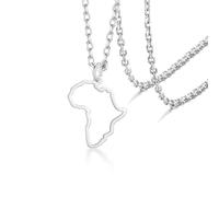 VASSAGO Collar con colgante de mapa de África para hombres y mujeres, acero inoxidable, continente africano, patria africana, colgante de mapa de África, joyería Hip-Hop, regalos, Acero inoxidable, No