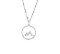 VASSAGO Collar con colgante de montaña, collar de montaña circular para mujeres, hombres, las montañas están llamando, collar de acero inoxidable con dije de montaña, colgante de montaña