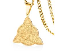 VASSAGO Collar con colgante de nudo de bruja, triquetra de triple diosa, collar de nudo celta, triquetra cristiana, collar de nudo de la trinidad, bruja irlandesa, joyería pagana wicca, Acero