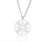 VASSAGO Collar con colgante de símbolo de sello de trébol, colgante de dios del sol, collar de moda con símbolo de sol para hombres y mujeres, joyería de acero inoxidable, Acero inoxidable