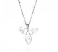 VASSAGO Collar con colgante de zorro, nudo celta, triquetra, trinidad, triángulo celta irlandés, joyería wiccana, regalo de animales para mujeres y niñas, Acero inoxidable