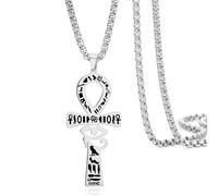 VASSAGO Collar con colgante en forma de ojo de Horus Ankh para hombre y mujer, de acero inoxidable, con colgante en forma de llave de la vida egipcia, amuleto de protección, idea de regalo, Ajustable