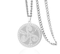 VASSAGO Collar con nudo celta para mujer y hombre Triple luna diosa collar celta Triquetra acero inoxidable joyería pagana irlandesa Wicca regalo (Plata)