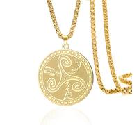 VASSAGO Collar con nudo celta para mujer y hombre Triple luna diosa collar celta Triquetra acero inoxidable joyería pagana irlandesa Wicca regalo (Cadena caja de oro)