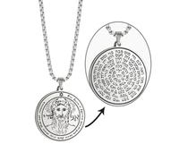 VASSAGO Collar con sello de llave de Salomón grabado con 72 nombres de Dios, amuletos de protección espiritual para hombres y mujeres, Acero inoxidable