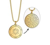 VASSAGO Collar con sello de llave de Salomón grabado con 72 nombres de Dios, amuletos de protección espiritual para hombres y mujeres, Acero inoxidable