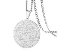 VASSAGO - Collar con sello de Salomón para mujeres y hombres, acero inoxidable Pentáculo, talismán, rey salomón, colgante mágico de amuleto de joyería regalo, 1.38 x 1.49 pulgadas, Acero inoxidable