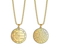 VASSAGO - Collar con sellos de la Clave de Salomón grabado con 72 Nombres de Dios. Colgante de protección espiritual. Amuleto para hombres y mujeres, 1.38*1.49 inches, Acero inoxidable, Sin piedra