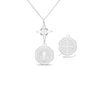 VASSAGO Collar De Acero Inoxidable Con Triple Protección Con Nudo De Bruja Tetragrammaton Pentagrama Y Medalla De San Benito Amuleto Pagano De Brujería Joya Para Mujeres Y Hombres