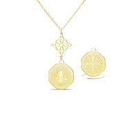 VASSAGO Collar De Acero Inoxidable Con Triple Protección Con Nudo De Bruja Tetragrammaton Pentagrama Y Medalla De San Benito Amuleto Pagano De Brujería Joya Para Mujeres Y Hombres
