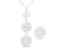 VASSAGO Collar De Acero Inoxidable Con Triple Protección Con Nudo De Bruja Tetragrammaton Pentagrama Y Medalla De San Benito Amuleto Pagano De Brujería Joya Para Mujeres Y Hombres