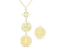 VASSAGO Collar De Acero Inoxidable Con Triple Protección Con Nudo De Bruja Tetragrammaton Pentagrama Y Medalla De San Benito Amuleto Pagano De Brujería Joya Para Mujeres Y Hombres
