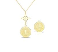 VASSAGO Collar De Acero Inoxidable Con Triple Protección Con Nudo De Bruja Tetragrammaton Pentagrama Y Medalla De San Benito Amuleto Pagano De Brujería Joya Para Mujeres Y Hombres