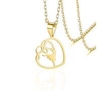 VASSAGO Collar de Bailarina de Ballet, Regalo para Niñas y Mujeres, Collar de Baile de Recital de Ballet con Colgante de Corazón, Joyería para Hija y Mamá, talla única, Acero inoxidable, No es una