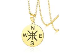 VASSAGO Collar de brújula de acero inoxidable con colgante de navegador de viaje, collar de graduación, amistad, talismán, joyería de regalo para mujeres y hombres, Adjustable, Acero inoxidable, No es