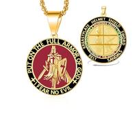 VASSAGO Collar de caballeros templarios para hombre, armadura de Dios Efesios 6:13-17, cruz de caballeros cruzados, guerrero medieval, cristiano, católico, joyería de protección religiosa (Oro)