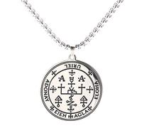 VASSAGO Collar de cadena gótico con símbolo del arcángel Uriel grabado talismán amuleto ángel gargantilla ancha joyería vintage para hombre, Metal, No es una piedra preciosa