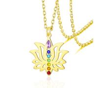 VASSAGO Collar de chakra de flor de loto para mujer collar de flor de loto, colgante de 7 chakras símbolo OM amuleto de Buda joyería de curación espiritual regalo de meditación para yoga (oro)