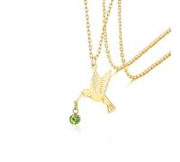 VASSAGO Collar de colibrí de acero inoxidable con dije de piedra natal regalo de colibrí para mujer (Oro)