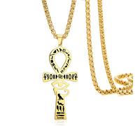 VASSAGO Collar de cruz Ankh con ojo de Horus para hombres y mujeres, de acero inoxidable, colgante de llave de la vida del antiguo Egipto, amuleto de protección, regalo de joyería egipcia, Adjustable