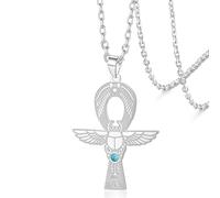 VASSAGO Collar de Cruz de Ankh de Acero Inoxidable, Collar de Escarabajo Ojo de Horus, Joyería Antigua Egipcia, Regalos para Hombres y Mujeres, Adjustable, Acero inoxidable, No es una piedra preciosa