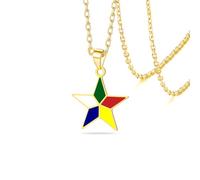 VASSAGO Collar de estrella drusa para mujeres y hombres, de acero inoxidable, símbolo de druzismo, colgante de estrella de cinco puntas, joyería religiosa judía, Adjustable, Acero inoxidable, No es