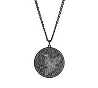 VASSAGO Collar de flor de la vida, acero inoxidable, geometría sagrada, colgante de colibrí, joyería de talismán de la suerte para hombres y mujeres, acero inoxidable, sin piedras preciosas, Acero
